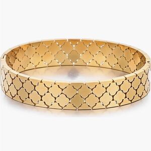 Adorina NEW 18k gold plated quarterfoil hinged bangel bracelet